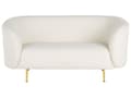 Miniatyrbillede 5 af 11: Sofa Hvid Polyester og Guld Jern 2 Personers Plyssofa Blød Fluffy Boucle Stof Flet med Tynde Ben Stue Inspiration Tilbehør Buet Ryglæn Design