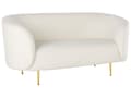 Miniatyrbillede 6 af 11: Sofa Hvid Polyester og Guld Jern 2 Personers Plyssofa Blød Fluffy Boucle Stof Flet med Tynde Ben Stue Inspiration Tilbehør Buet Ryglæn Design