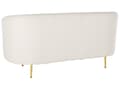 Miniatyrbillede 7 af 11: Sofa Hvid Polyester og Guld Jern 2 Personers Plyssofa Blød Fluffy Boucle Stof Flet med Tynde Ben Stue Inspiration Tilbehør Buet Ryglæn Design