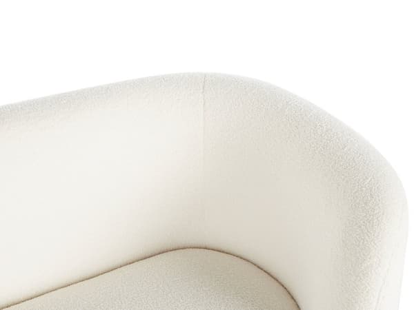 Sofa Hvid Polyester og Guld Jern 2 Personers Plyssofa Blød Fluffy Boucle Stof Flet med Tynde Ben Stue Inspiration Tilbehør Buet Ryglæn Design