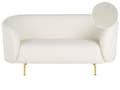 Miniatyrbillede 1 af 11: Sofa Hvid Polyester og Guld Jern 2 Personers Plyssofa Blød Fluffy Boucle Stof Flet med Tynde Ben Stue Inspiration Tilbehør Buet Ryglæn Design