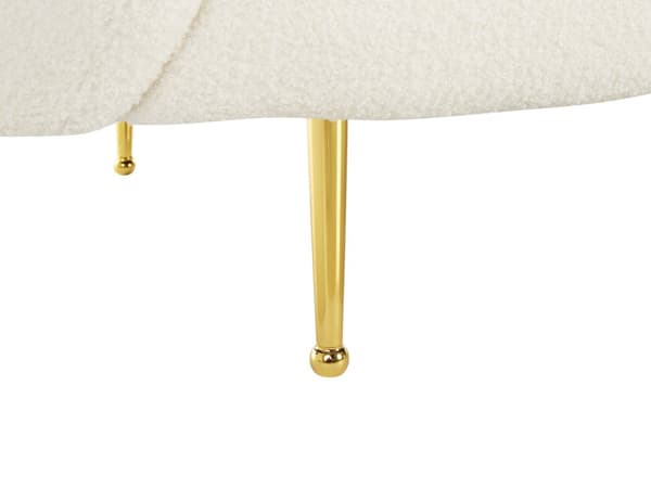 Soffa Vit Boucle Tyg 2-sits Mjuk Nubby Guld Ben Retro Glam Art Decor Style