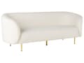 Miniatyrbild 6 av 11: Soffa Vit Boucle Tyg 3-sits Mjuk Nubby Guld Ben Retro Glam Art Decor Style