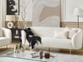 Miniatyrbild 2 av 11: Soffa Vit Boucle Tyg 3-sits Mjuk Nubby Guld Ben Retro Glam Art Decor Style