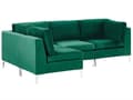 Miniatyrbilde 4 av 11: Hjørnesofa Grønn Fløyel 4-seter Modulær Høyrevendt L-form Sølv metallben Glamorøs Moderne