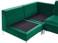 Miniatyrbilde 11 av 11: Hjørnesofa Grønn Fløyel 4-seter Modulær Høyrevendt L-form Sølv metallben Glamorøs Moderne