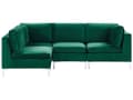 Miniatyrbilde 1 av 11: Hjørnesofa Grønn Fløyel 4-seter Modulær Høyrevendt L-form Sølv metallben Glamorøs Moderne