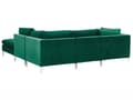 Miniatyrbilde 5 av 11: Hjørnesofa Grønn Fløyel 4-seter Modulær Venstrevendt L-form Fotskammel Sølv metallben Glamorøs Moderne