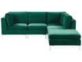 Miniatyrbilde 1 av 11: Hjørnesofa Grønn Fløyel 4-seter Modulær Venstrevendt L-form Fotskammel Sølv metallben Glamorøs Moderne