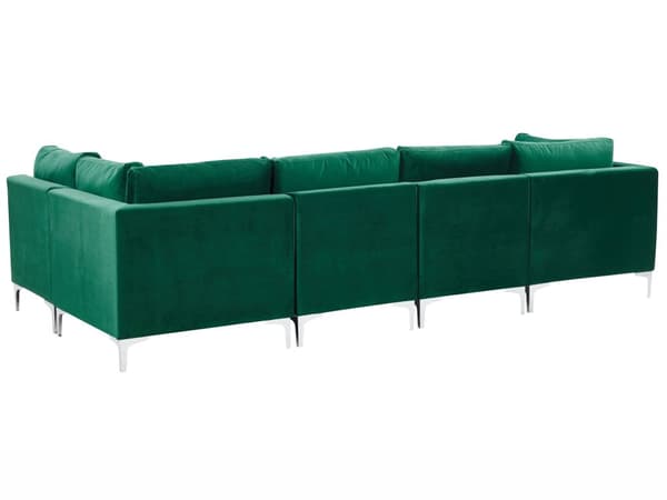 Hjørnesofa Grønn Fløyel 5-seter Modulær Venstrevendt L-form Glamorøs Moderne