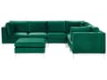 Miniatyrbilde 4 av 11: Hjørnesofa Grønn Fløyel 6-seter Modulær Venstrevendt L-form Fotskammel Glamorøs Moderne