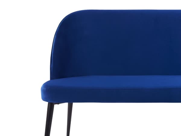 Kjøkkensofa Marineblå fløyelsstoff Polstring 2-seter Metallramme Svarte Ben Benk