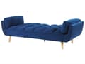 Miniatyrbilde 7 av 11: Sovesofa Blå Fløyelsstoff 3-seters Treben Skumfyll Splittrygg Polstring