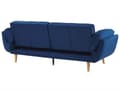 Miniatyrbilde 8 av 11: Sovesofa Blå Fløyelsstoff 3-seters Treben Skumfyll Splittrygg Polstring