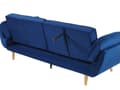 Miniatyrbilde 9 av 11: Sovesofa Blå Fløyelsstoff 3-seters Treben Skumfyll Splittrygg Polstring