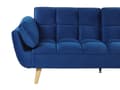 Miniatyrbilde 10 av 11: Sovesofa Blå Fløyelsstoff 3-seters Treben Skumfyll Splittrygg Polstring