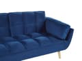 Miniatyrbilde 11 av 11: Sovesofa Blå Fløyelsstoff 3-seters Treben Skumfyll Splittrygg Polstring