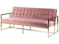 Miniatyrbilde 5 av 11: Sovesofa gull metallramme tuftet rosa fløyel møbeltrekk Retro stil sofa Stue