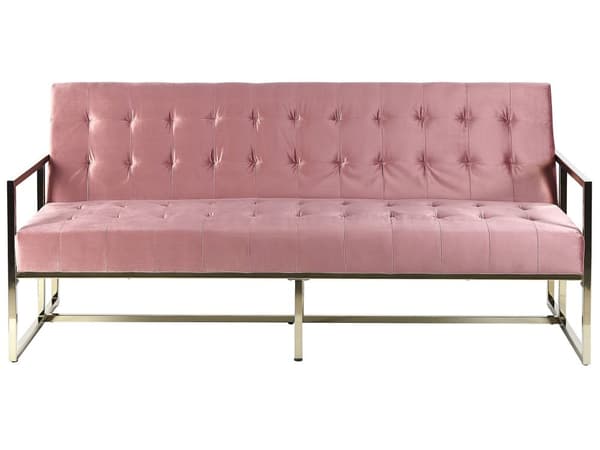 Sovesofa gull metallramme tuftet rosa fløyel møbeltrekk Retro stil sofa Stue
