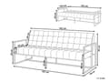 Miniatyrbilde 3 av 11: Sovesofa Blå fløyel med tuftet møbelstoff 3-seter Gull metallramme med armlener Retrostil