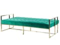 Miniatyrbilde 6 av 11: Sovesofa Grønn fløyel med tuftet møbeltrekk 3-seters gullfarget metallramme med armlener Retrostil