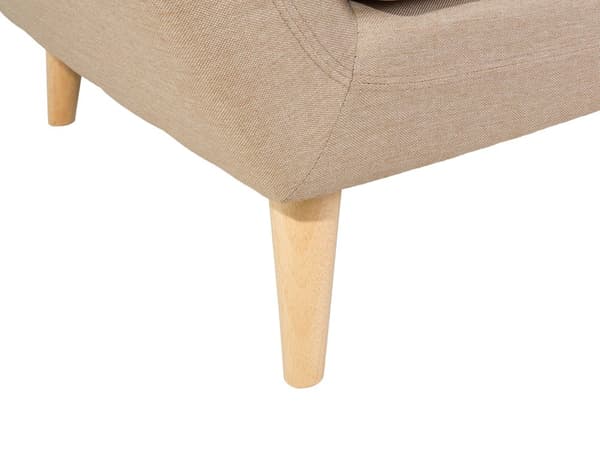3-seters sofa Beige polstret med tuftet rygg Tykt polstret med ben i lyst tre Skandinavisk minimalistisk stue