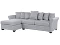 Miniatyrbilde 4 av 10: Hjørnesofa Lysegrå Polyesterstoff 3-seter Trekonstruksjon Svarte ben Sjeselong Puter med avtakbare trekk Minimalistisk stil Sofa Stue