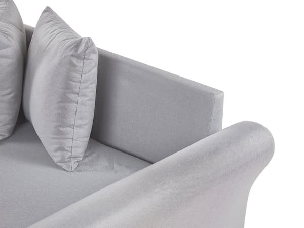 Hjørnesofa Lysegrå Polyesterstoff 3-seter Trekonstruksjon Svarte ben Sjeselong Puter med avtakbare trekk Minimalistisk stil Sofa Stue