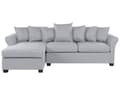 Miniatyrbilde 1 av 10: Hjørnesofa Lysegrå Polyesterstoff 3-seter Trekonstruksjon Svarte ben Sjeselong Puter med avtakbare trekk Minimalistisk stil Sofa Stue