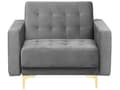 Miniatyrbilde 7 av 11: Stuesett Grå Fløyel Tuftet Stoff 3-seters Sovesofa 2 Lenestoler Moderne 3-delt Suite