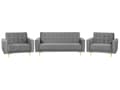 Miniatyrbilde 1 av 11: Stuesett Grå Fløyel Tuftet Stoff 3-seters Sovesofa 2 Lenestoler Moderne 3-delt Suite