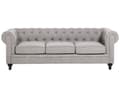 Miniatyrbilde 4 av 11: Chesterfield Stuesett Lysegrå Grå Møbeltrekk Mørkt Tre Ben 3-seters Sofa + Lenestol