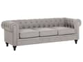 Miniatyrbilde 5 av 11: Chesterfield Stuesett Lysegrå Grå Møbeltrekk Mørkt Tre Ben 3-seters Sofa + Lenestol