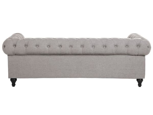 Chesterfield Stuesett Lysegrå Grå Møbeltrekk Mørkt Tre Ben 3-seters Sofa + Lenestol