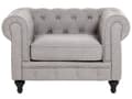 Miniatyrbilde 7 av 11: Chesterfield Stuesett Lysegrå Grå Møbeltrekk Mørkt Tre Ben 3-seters Sofa + Lenestol