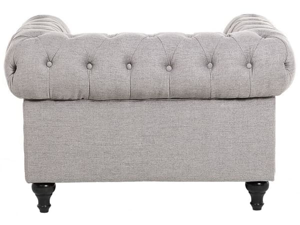 Chesterfield Stuesett Lysegrå Grå Møbeltrekk Mørkt Tre Ben 3-seters Sofa + Lenestol