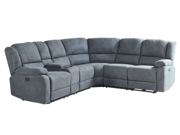Sofa med Elektrisk Hvilestol Grå Hjørnesofa Stoff 5-seter Koppholder USB-port