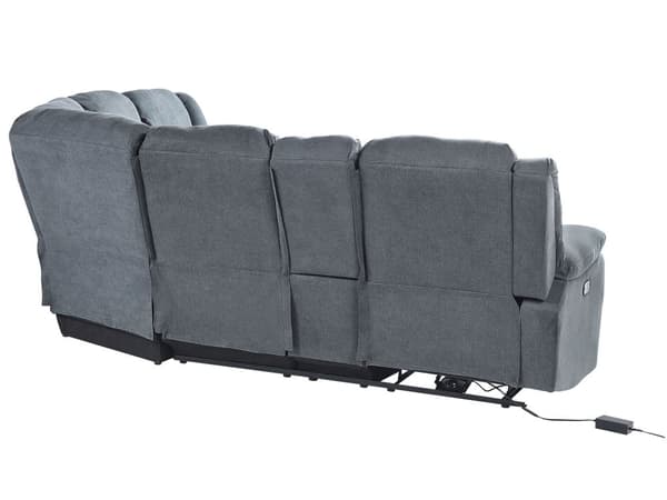 Sofa med Elektrisk Hvilestol Grå Hjørnesofa Stoff 5-seter Koppholder USB-port