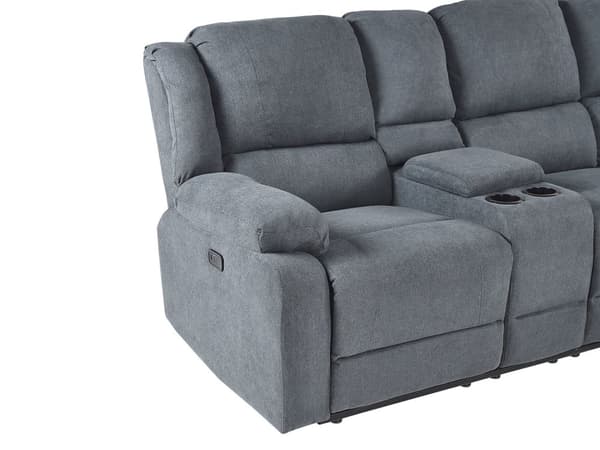 Sofa med Elektrisk Hvilestol Grå Hjørnesofa Stoff 5-seter Koppholder USB-port