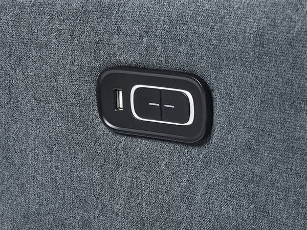 Sofa med Elektrisk Hvilestol Grå Hjørnesofa Stoff 5-seter Koppholder USB-port