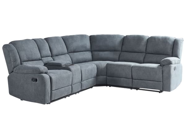 Sofa med Manuell Hvilestol Grå Hjørnesofa Stoff 5-seter Armlener Koppholder USB-port