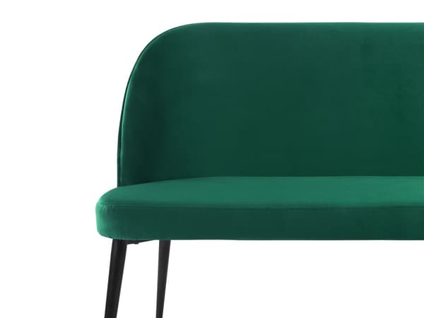 Kjøkkensofa Grønn fløyelsstoff Polstring 2-seter Metallramme Svarte Ben Benk