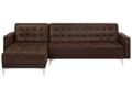 Miniatyrbilde 1 av 11: Hjørnesofa Brun Imitert skinn Tuftet Moderne L-formet Modulær 4-seter Sjeselong Høyrevendt