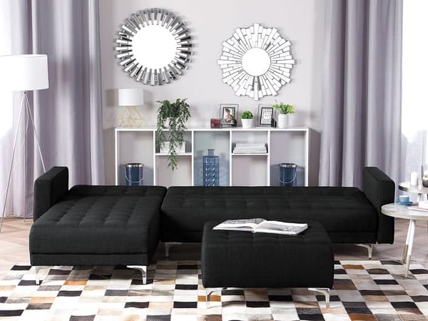 Hjørnesofa med sovefunksjon Grå Stoff 267 x 168 x 83 cm 4-seter Modulær L-formet Høyrevendt Moderne