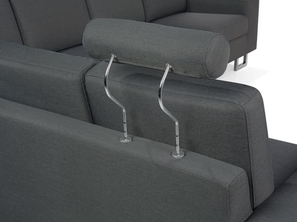 Hjørnesofa i Mørkegrått Stoff med Venstrevendt Polstring og Justerbar Nakkestøtte