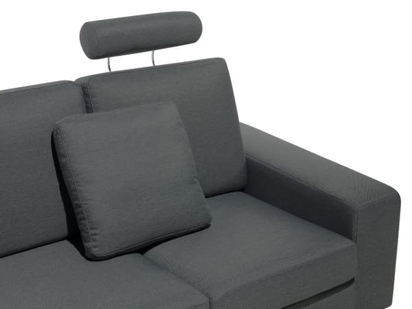 Hjørnesofa i Mørkegrått Stoff med Venstrevendt Polstring og Justerbar Nakkestøtte