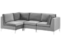 Miniatyrbilde 4 av 11: Hjørnesofa Modulær Høyre Grå Fløyel 4-seters L-formet Sølvmetallben Glamor