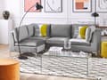 Miniatyrbilde 2 av 11: Hjørnesofa Modulær Høyre Grå Fløyel 4-seters L-formet Sølvmetallben Glamor