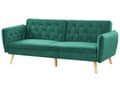 Miniatyrbilde 4 av 11: Sovesofa Mørkegrønn Fløyel Lyse treben 213 x 84 cm Polstret 2-seter med sovefunksjon Knapper i ryggen Moderne