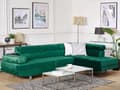 Miniatyrbilde 2 av 8: Hjørnesofa Grønn fløyel L-sofa med 5 seter Justerbare nakkestøtter og armlener Moderne stue sofa